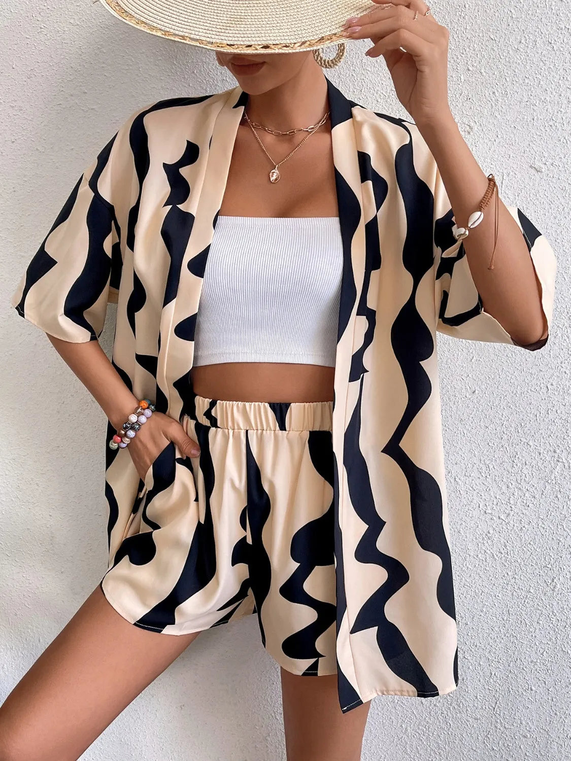 🌟 Printed Half Sleeve Top and Shorts Set 🌟