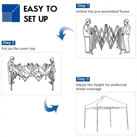 10' x 10' Portable Pop Up Canopy Event Party Tent Adjustable w/Roller Bag-Blue