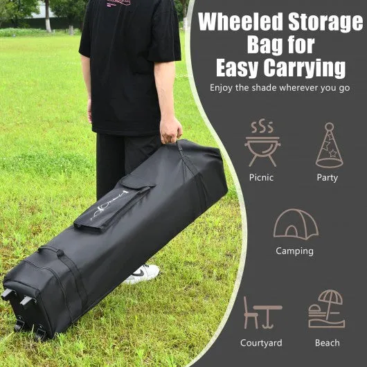 13'x13' Pop Up Canopy Tent Instant Outdoor Folding Canopy Shelter-Brown