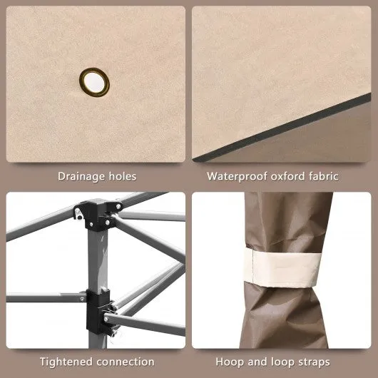 13'x13' Pop Up Canopy Tent Instant Outdoor Folding Canopy Shelter-Brown