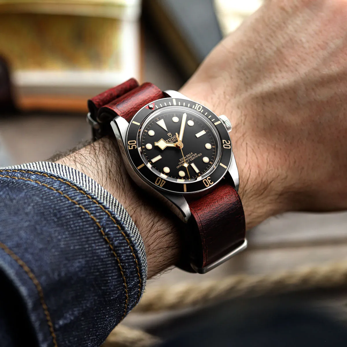 1973 British Military Watch Strap: OXFORD - Vintage Red
