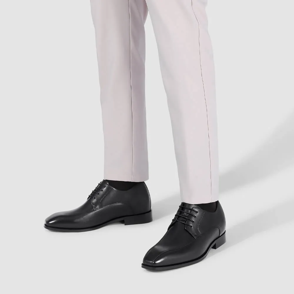 7 CM/2.76 Inches CMR CHAMARIPA Black Calfskin Derby Shoes
