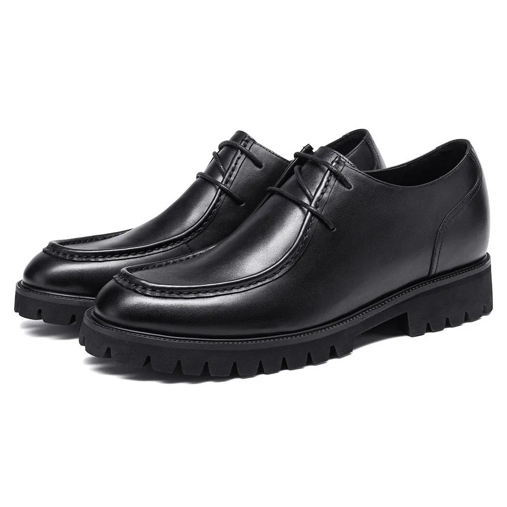 8 CM / 3.15 Inches CMR CHAMARIPA Elevator Dress Shoes - Premium Handcrafted Black Leather Men's Shoes