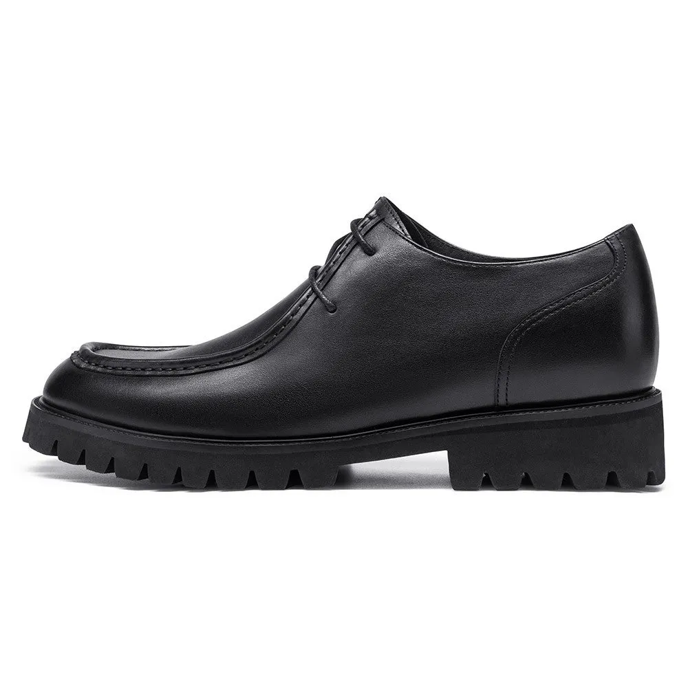 8 CM / 3.15 Inches CMR CHAMARIPA Elevator Dress Shoes - Premium Handcrafted Black Leather Men's Shoes