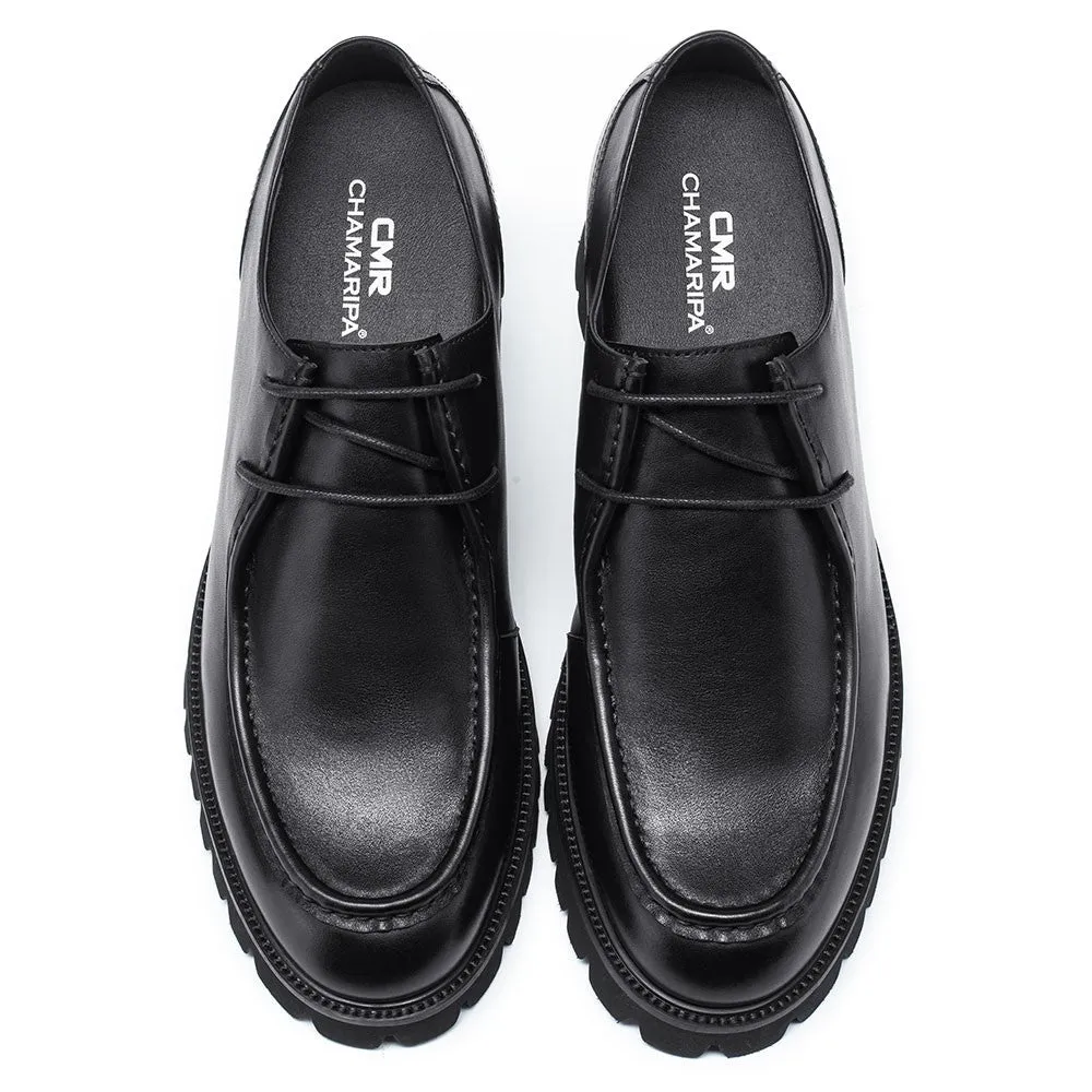 8 CM / 3.15 Inches CMR CHAMARIPA Elevator Dress Shoes - Premium Handcrafted Black Leather Men's Shoes
