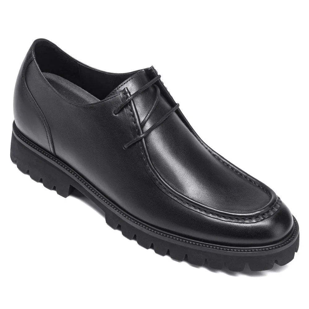 8 CM / 3.15 Inches CMR CHAMARIPA Elevator Dress Shoes - Premium Handcrafted Black Leather Men's Shoes