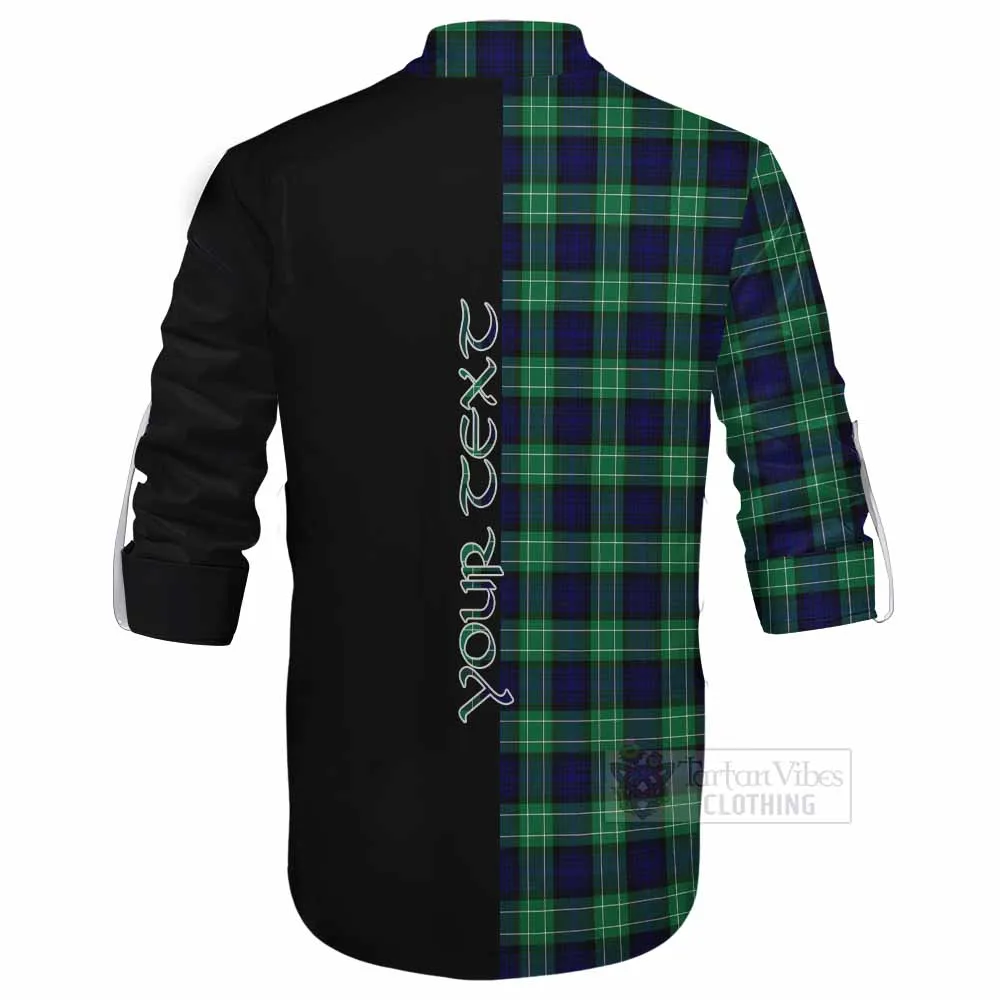 Abercrombie Tartan Ghillie Kilt Shirt with Family Crest and Half Of Me Style