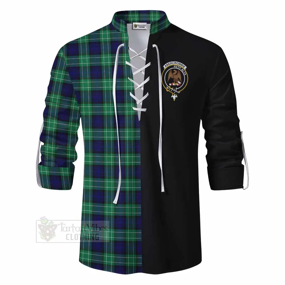 Abercrombie Tartan Ghillie Kilt Shirt with Family Crest and Half Of Me Style
