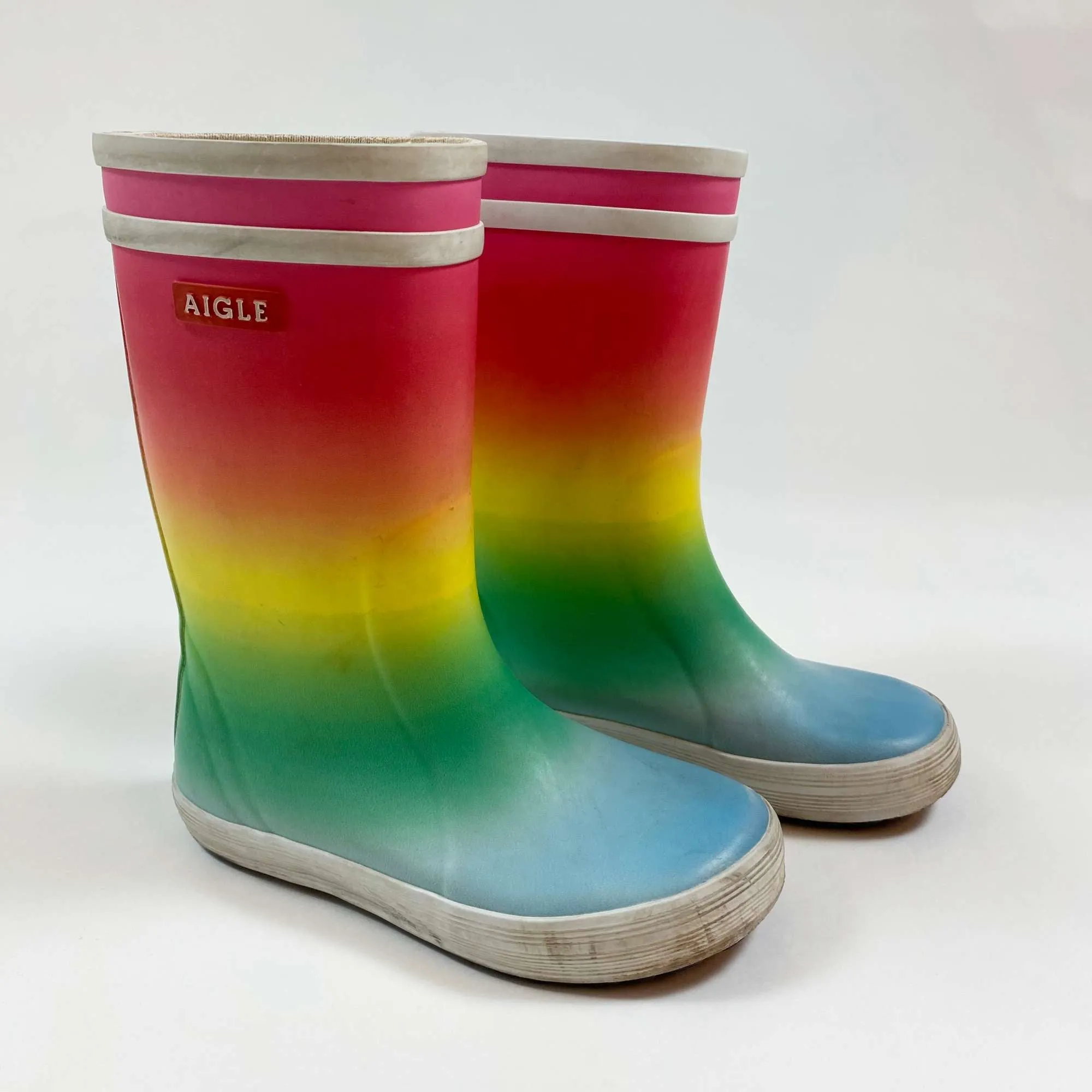 Aigle rainbow rain boots 25