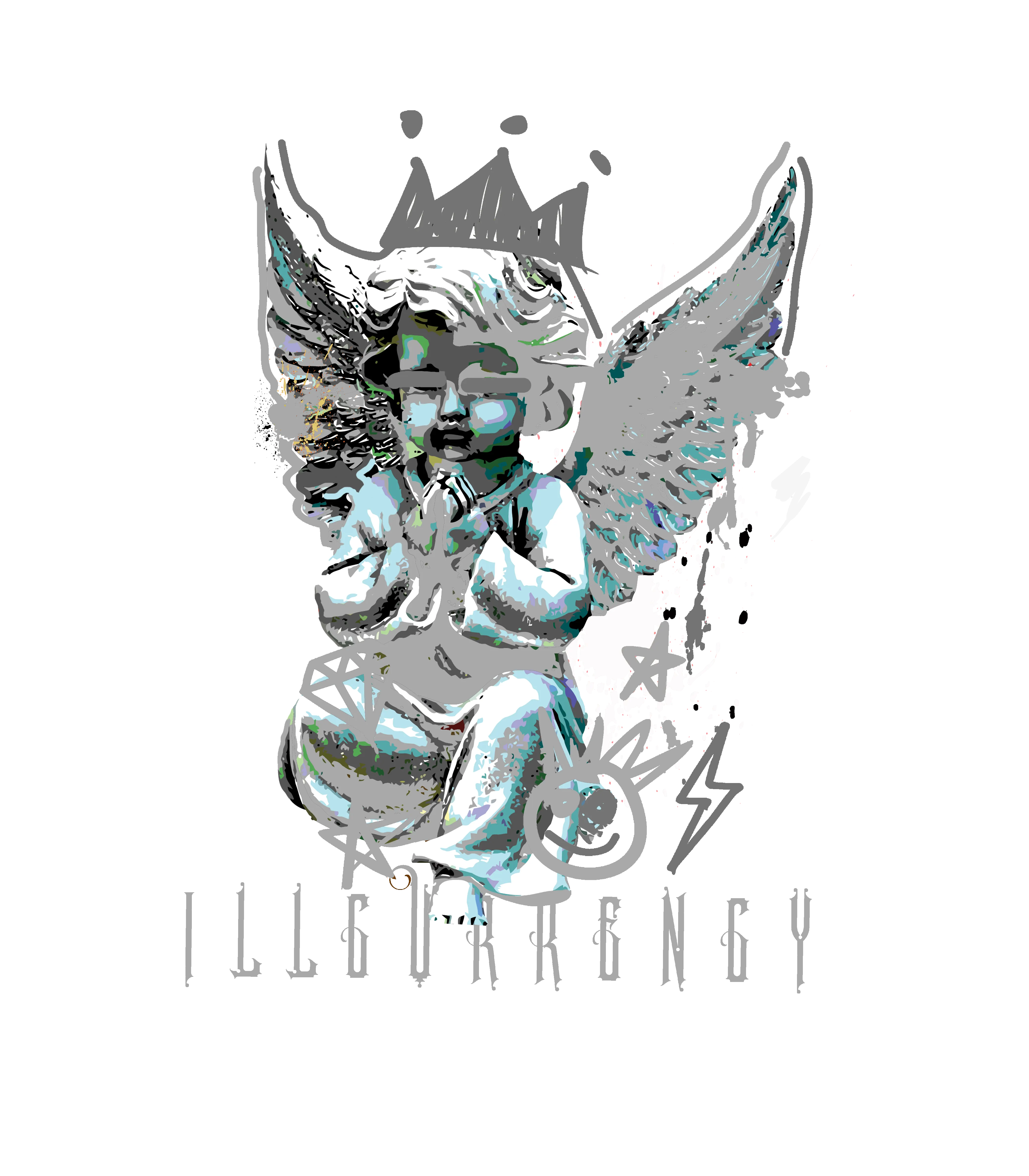 Air Jordan 1 High OG WMNS Satin Shadow Black T-Shirt (Graffiti Angel)| illcurrency