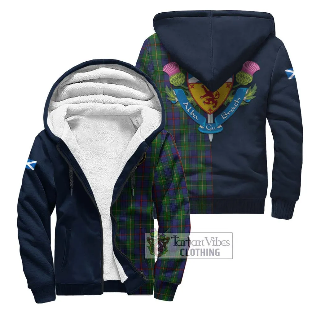 Bailey Tartan Sherpa Hoodie Alba with Scottish Lion Royal Arm Half Style