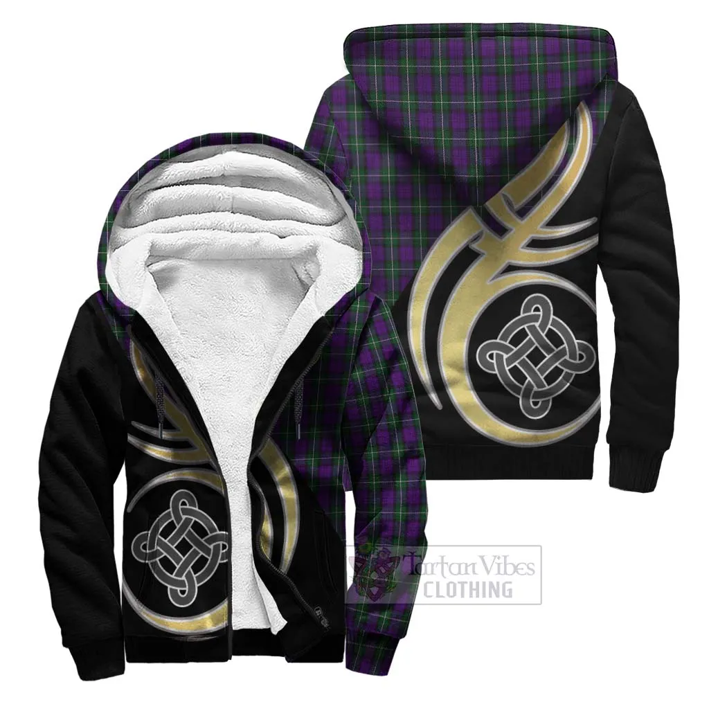 Baillie Highland Society Tartan Sherpa Hoodie with Family Crest and Celtic Symbol Style