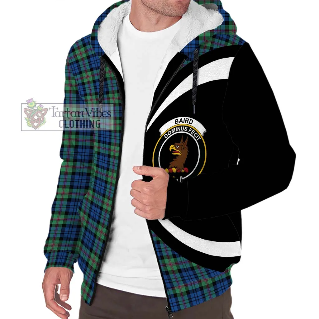 Baird Ancient Tartan Sherpa Hoodie with Family Crest Circle Style