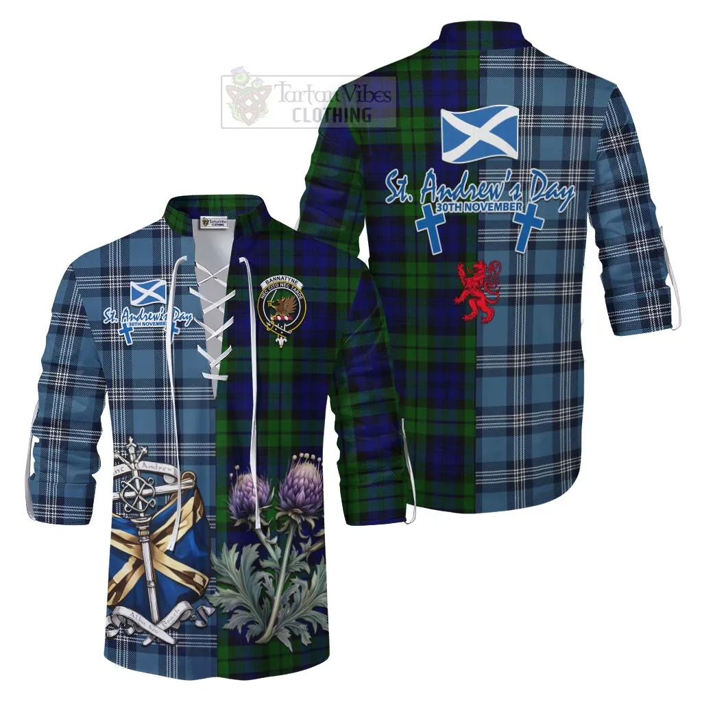 Bannatyne Tartan Ghillie Kilt Shirt Happy St. Andrew's Day Half Tartan Style