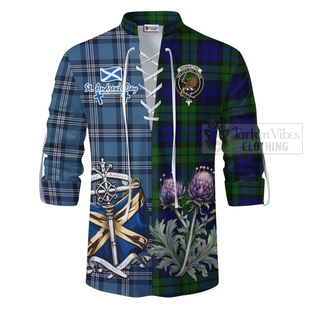 Bannatyne Tartan Ghillie Kilt Shirt Happy St. Andrew's Day Half Tartan Style