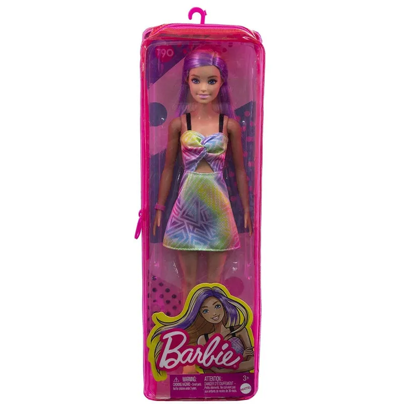 Barbie Fashionistas Doll, Blonde Hair with Purple Streaks, Romper Dress, Yellow Wedge Sneakers, Bracelet (IC)
