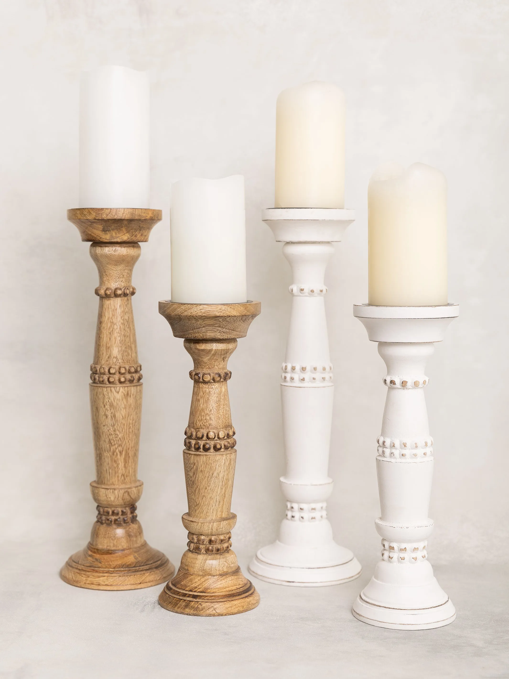 Beaded Candle Stick | Natural