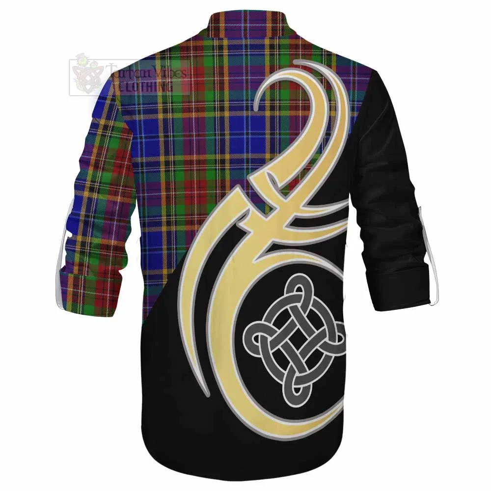 Beattie (Beatty) Tartan Ghillie Kilt Shirt with Family Crest and Celtic Symbol Style