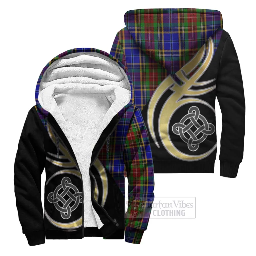 Beattie Tartan Sherpa Hoodie with Family Crest and Celtic Symbol Style