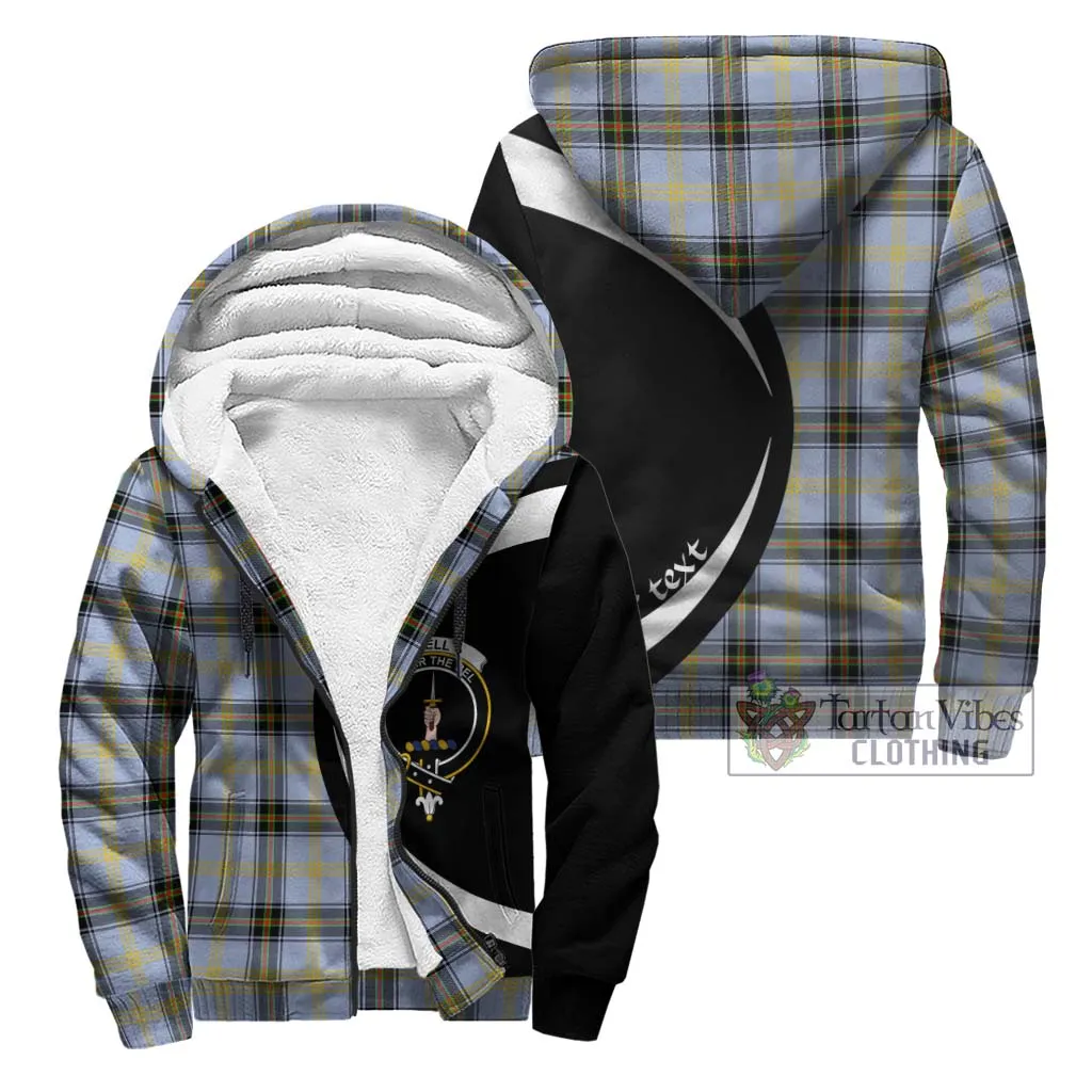 Bell of the Borders Tartan Sherpa Hoodie with Family Crest Circle Style