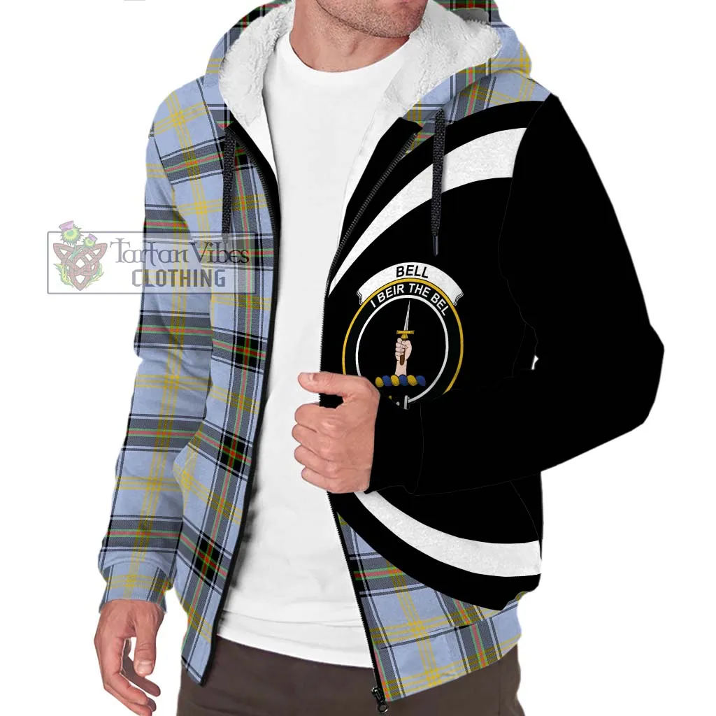 Bell of the Borders Tartan Sherpa Hoodie with Family Crest Circle Style