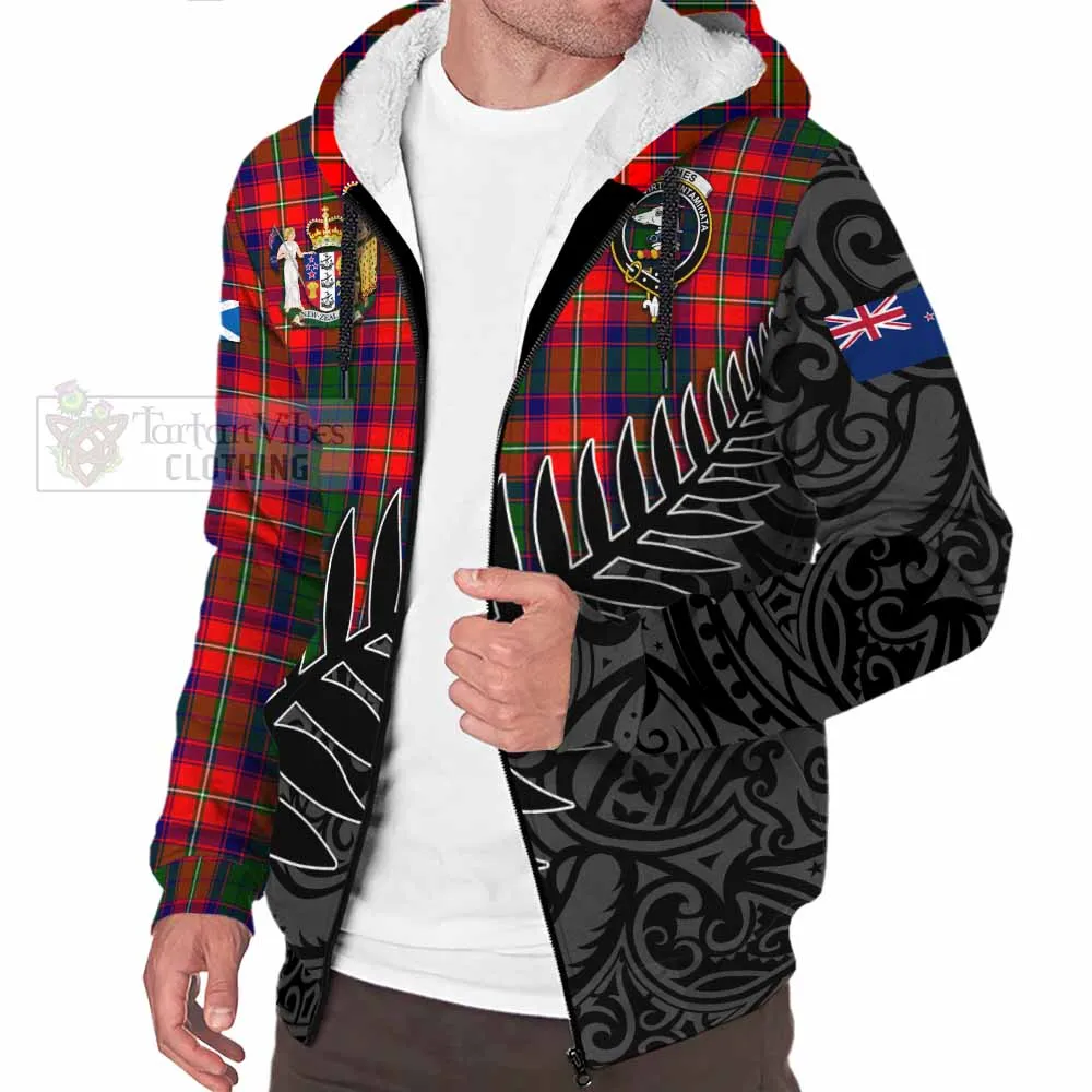 Belshes (Belsches) Crest Tartan Sherpa Hoodie with New Zealand Silver Fern Half Style