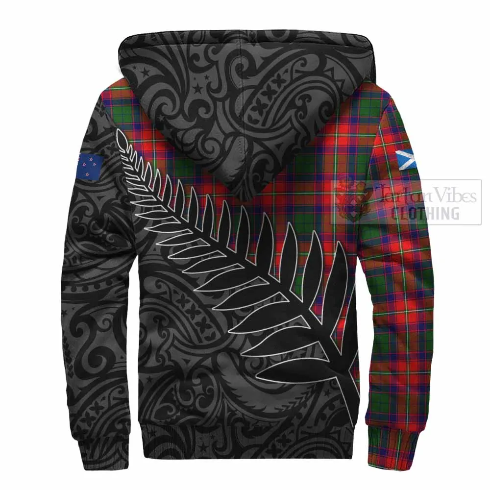 Belshes (Belsches) Crest Tartan Sherpa Hoodie with New Zealand Silver Fern Half Style