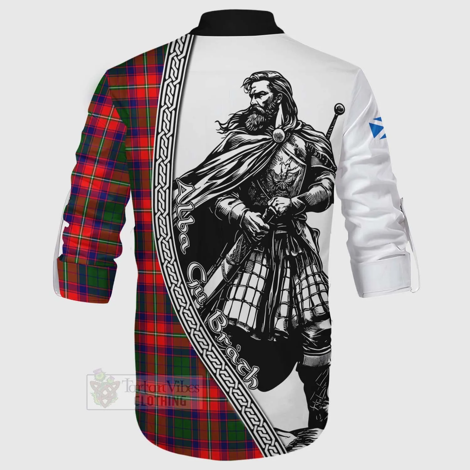 Belshes (Belsches) Tartan Clan Crest Ghillie Kilt Shirt with Highlander Warrior Celtic Style