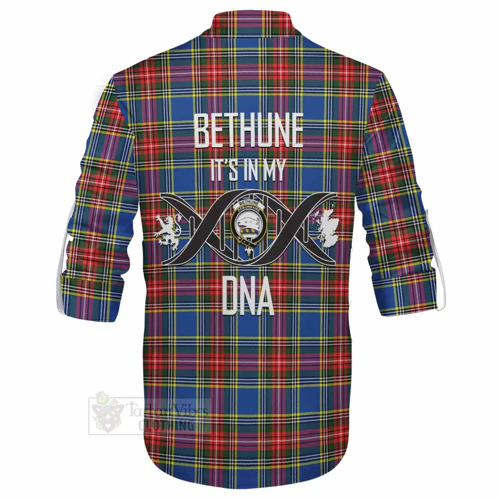 Bethune Tartan Ghillie Kilt Shirt with Family Crest DNA In Me Style