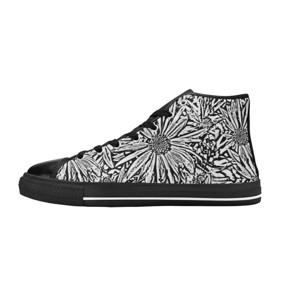 Black & White Daisies High Top Shoes