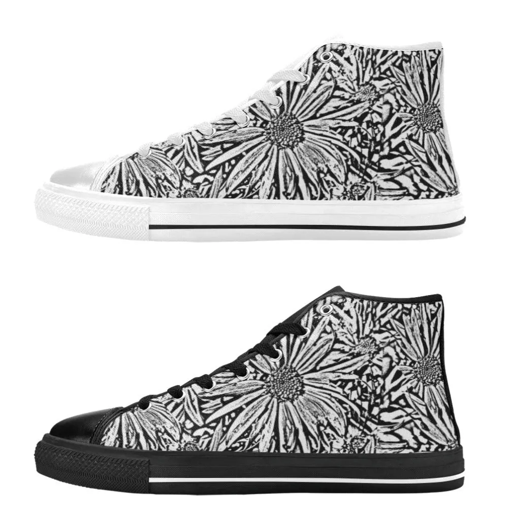 Black & White Daisies High Top Shoes