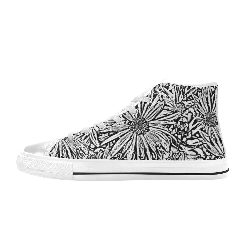 Black & White Daisies High Top Shoes