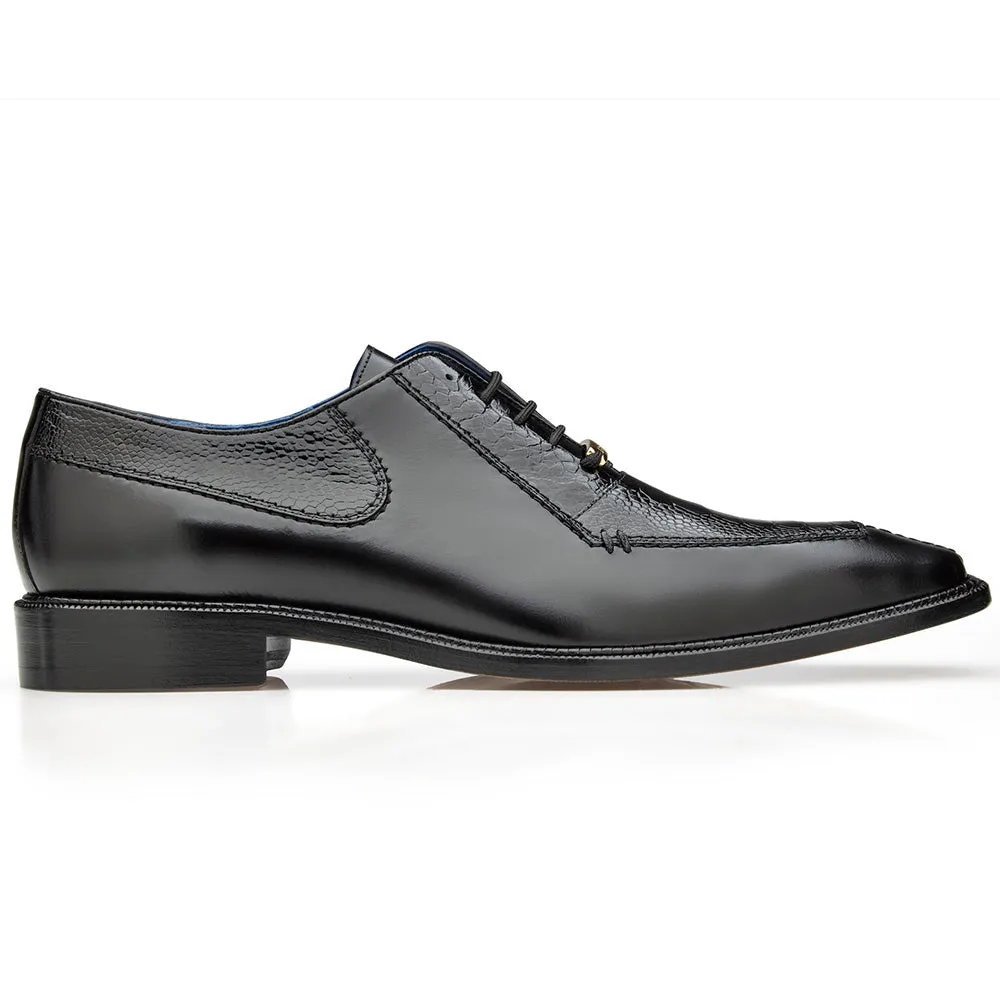 Black Belvedere Biagio Genuine Ostrich Leg / Calfskin Lace-Up Shoes