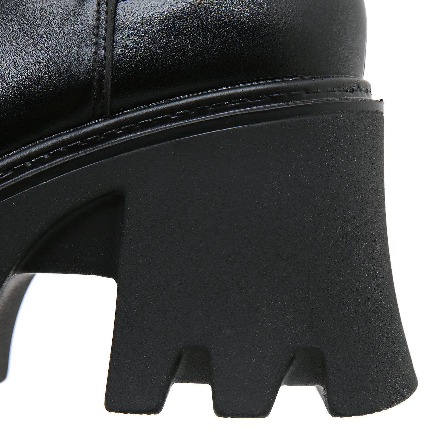 Black chunky platform high cut chelsea boots for women