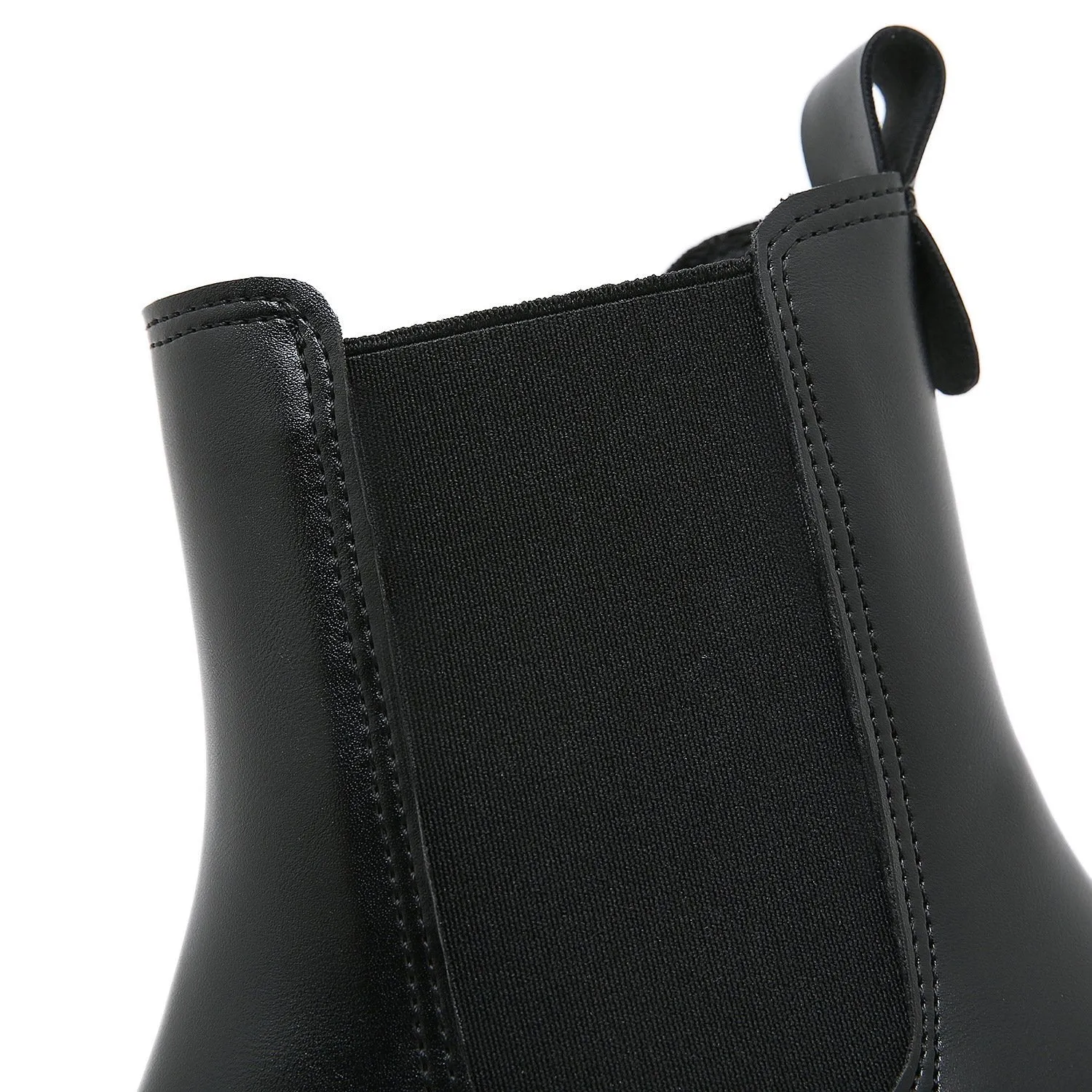 Black chunky platform high cut chelsea boots for women