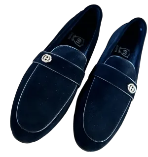 Black Men's Suede Shoes Leather Trim Design Slip-on Loafer
