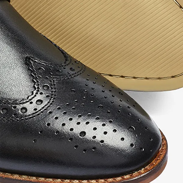 Black Regular Fit Mens Contrast Sole Leather Brogues