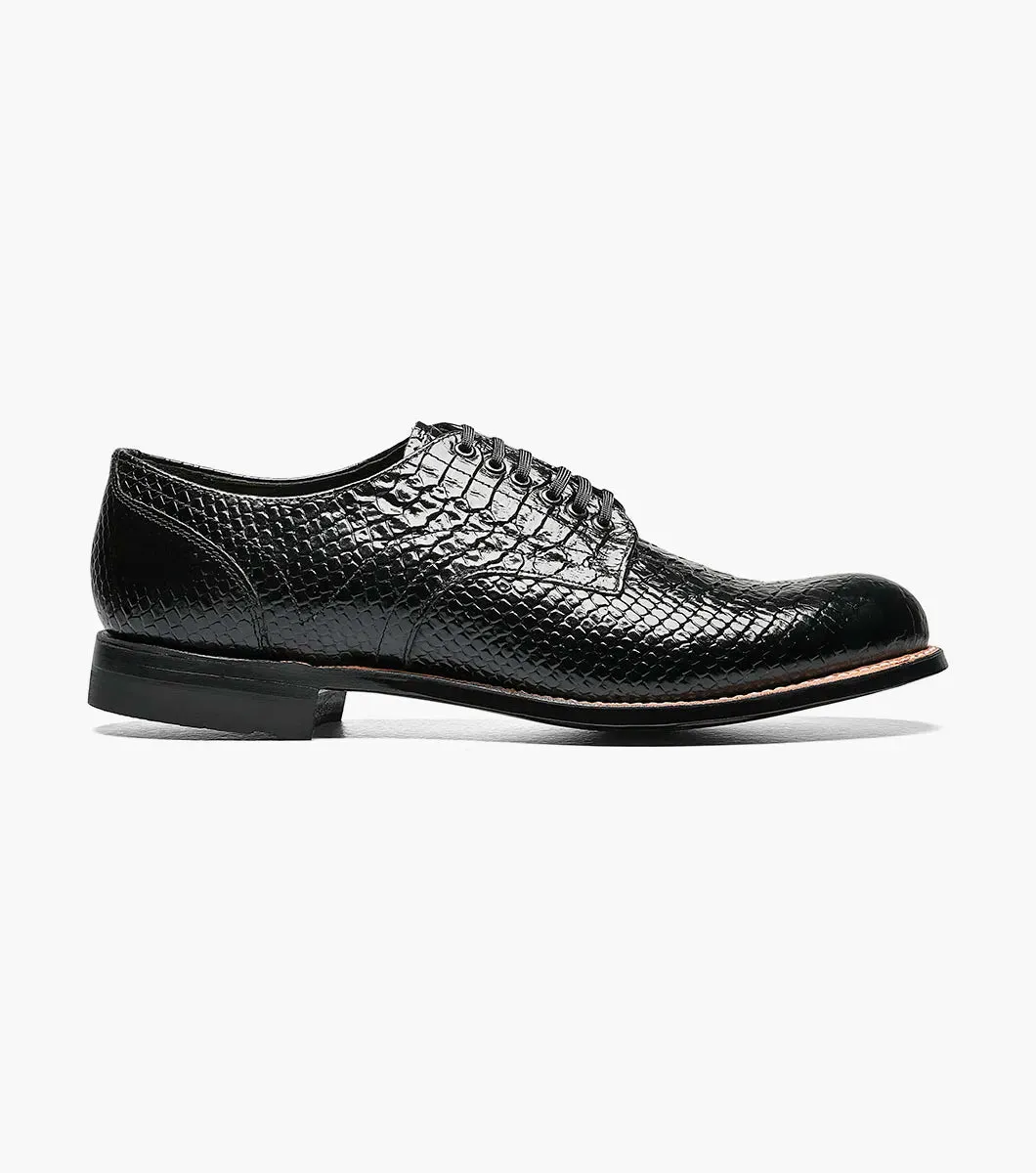 Black Stacy Adams Madison Anaconda Plain Toe Oxford Men's shoe