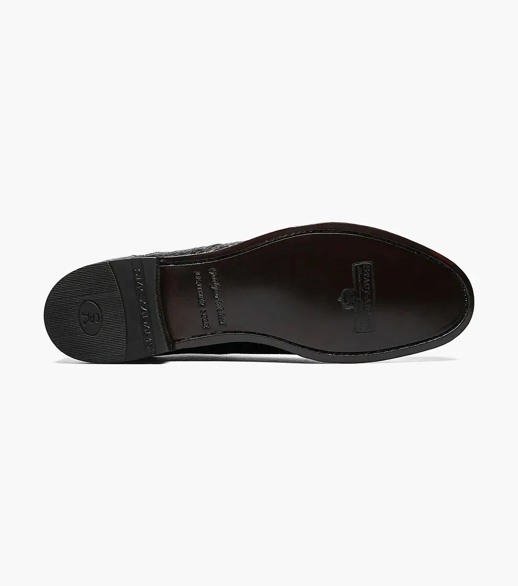 Black Stacy Adams Madison Anaconda Plain Toe Oxford Men's shoe