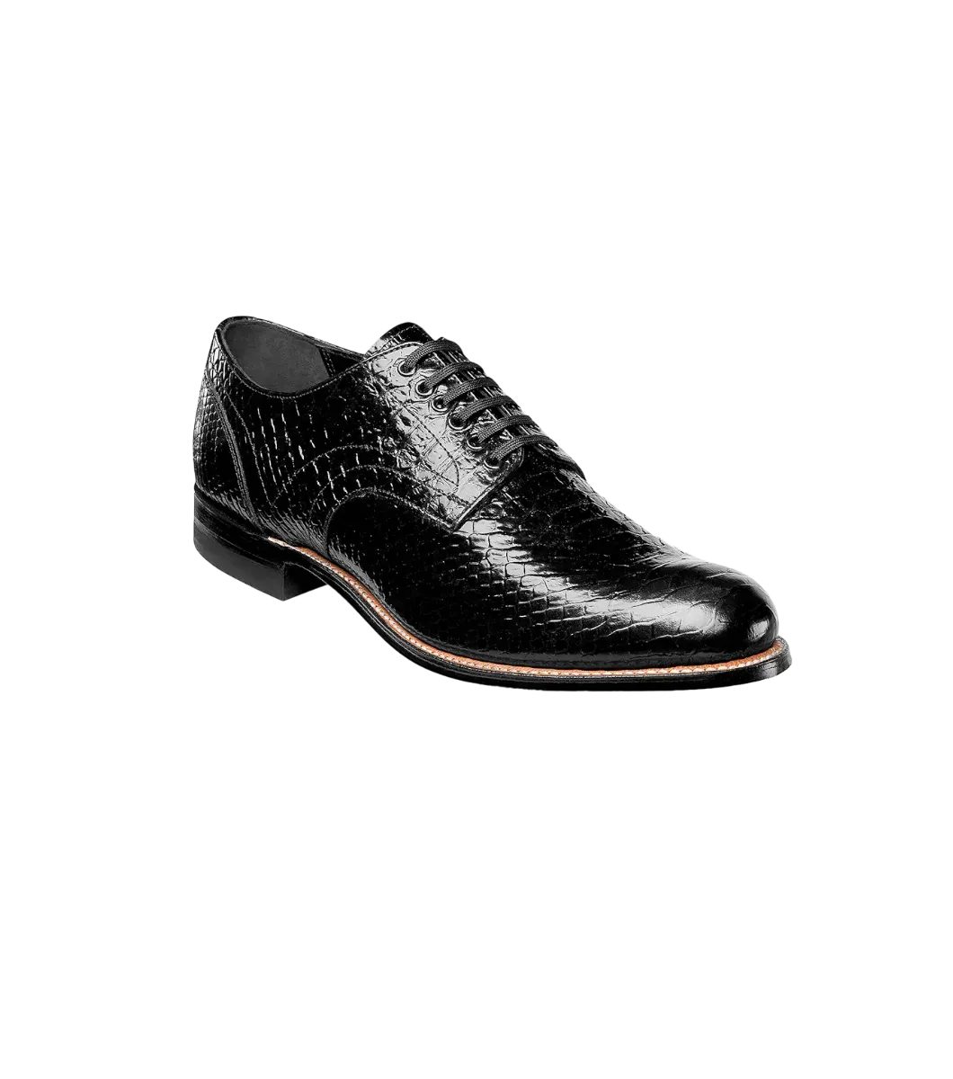 Black Stacy Adams Madison Anaconda Plain Toe Oxford Men's shoe