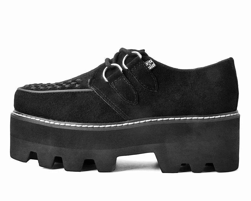 Black Suede D-Ring Dino Lug Creeper