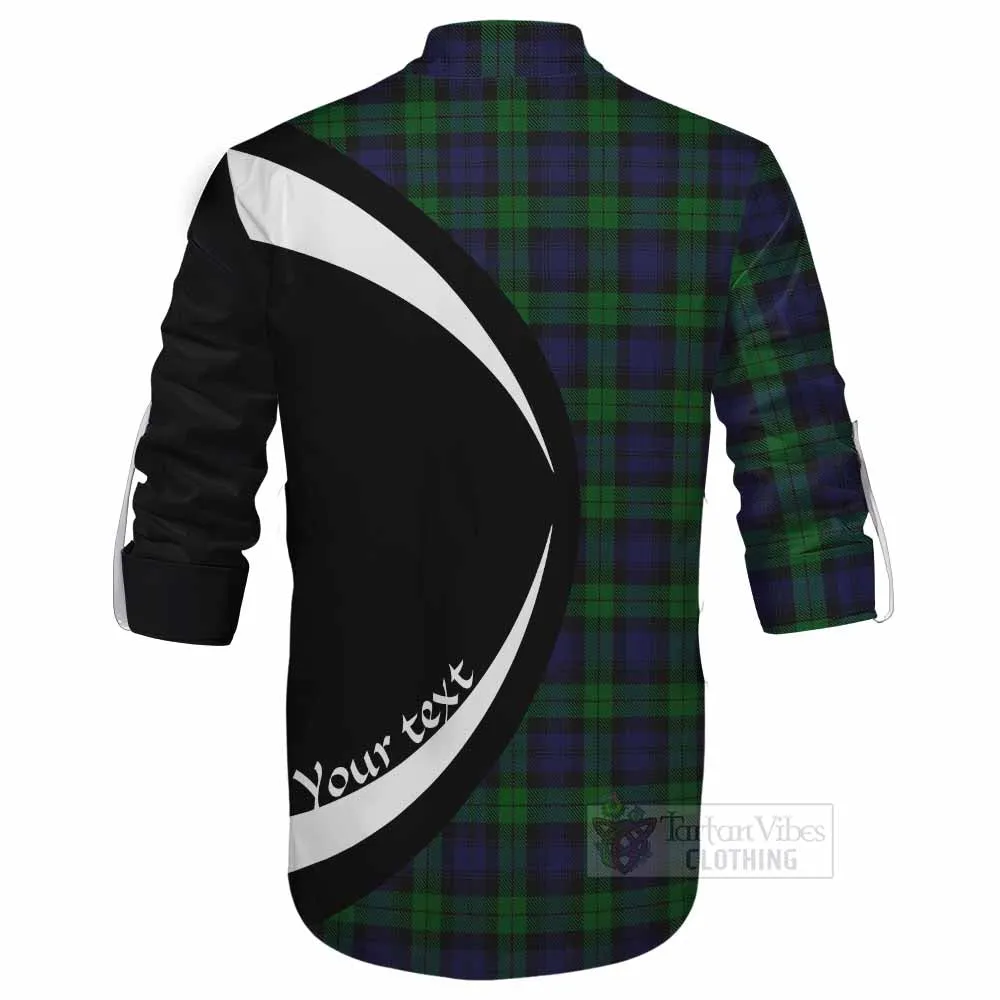 Black Watch Tartan Ghillie Kilt Shirt with Family Crest Circle Style