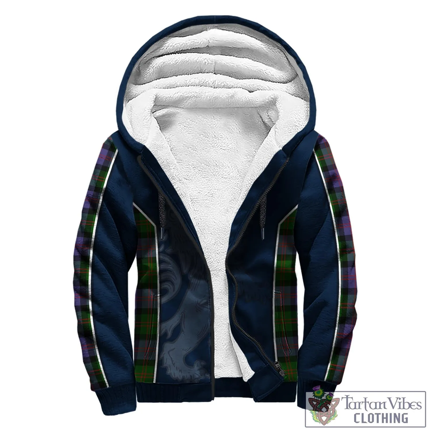 Blair Modern Tartan Sherpa Hoodie with Family Crest and Lion Rampant Vibes Sport Style