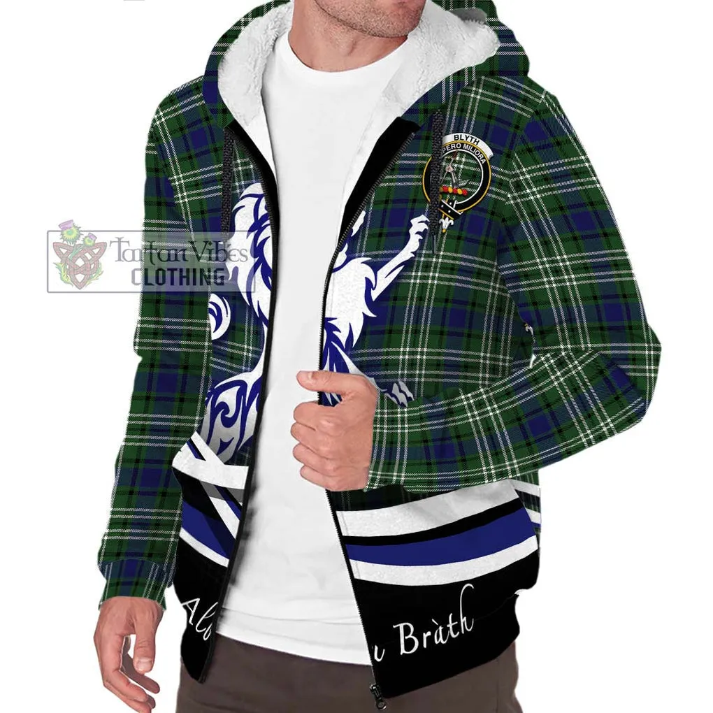 Blyth Tartan Sherpa Hoodie with Alba Gu Brath Regal Lion Emblem