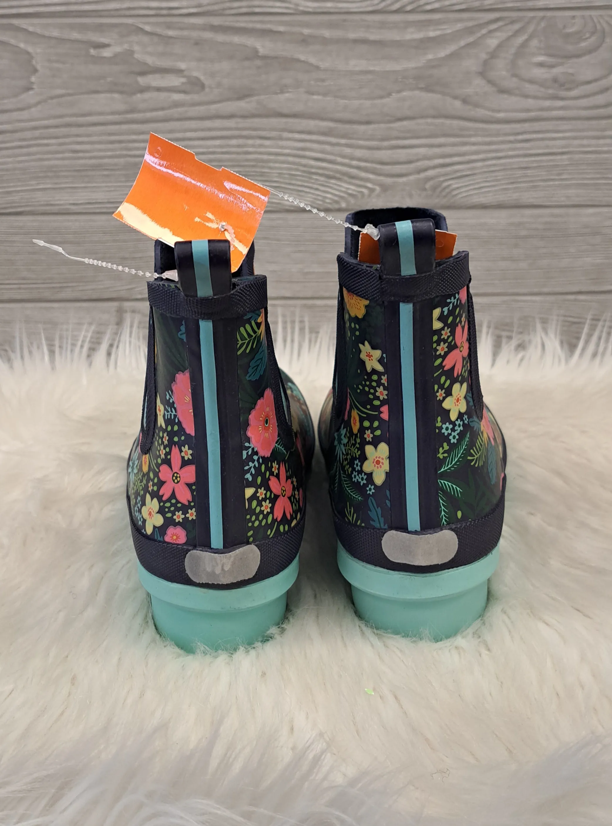 Boots Rain By Clothes Mentor In Floral Print, Size: 7