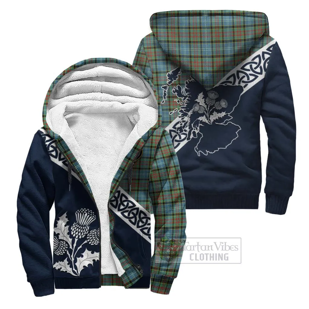 Brisbane Tartan Sherpa Hoodie Featuring Thistle and Scotland Map