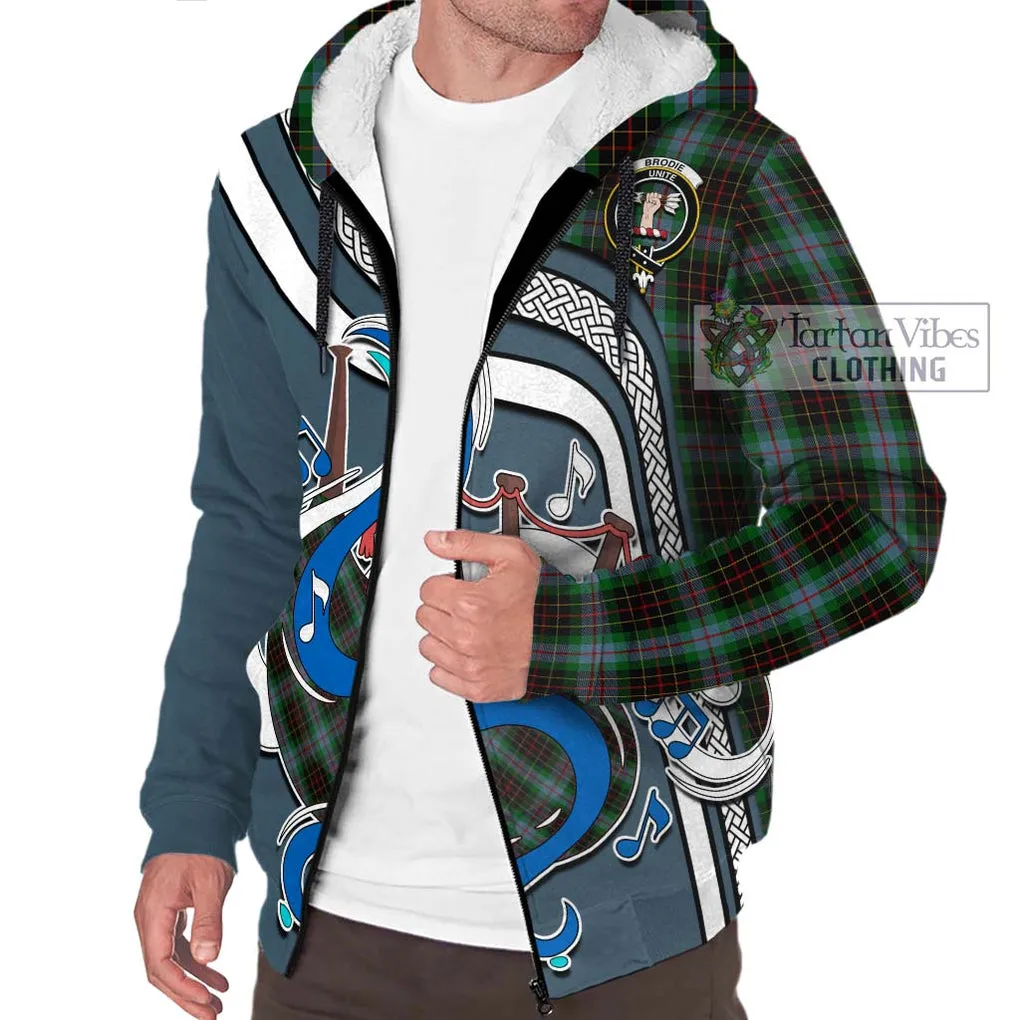Brodie Hunting Tartan Sherpa Hoodie with Epic Bagpipe Style
