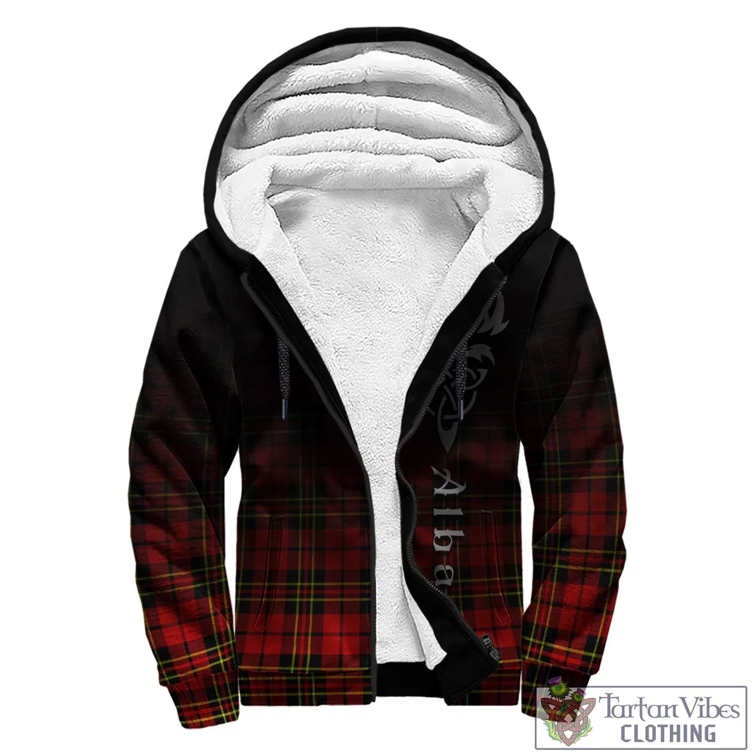 Brodie Modern Tartan Sherpa Hoodie Featuring Alba Gu Brath Family Crest Celtic Inspired