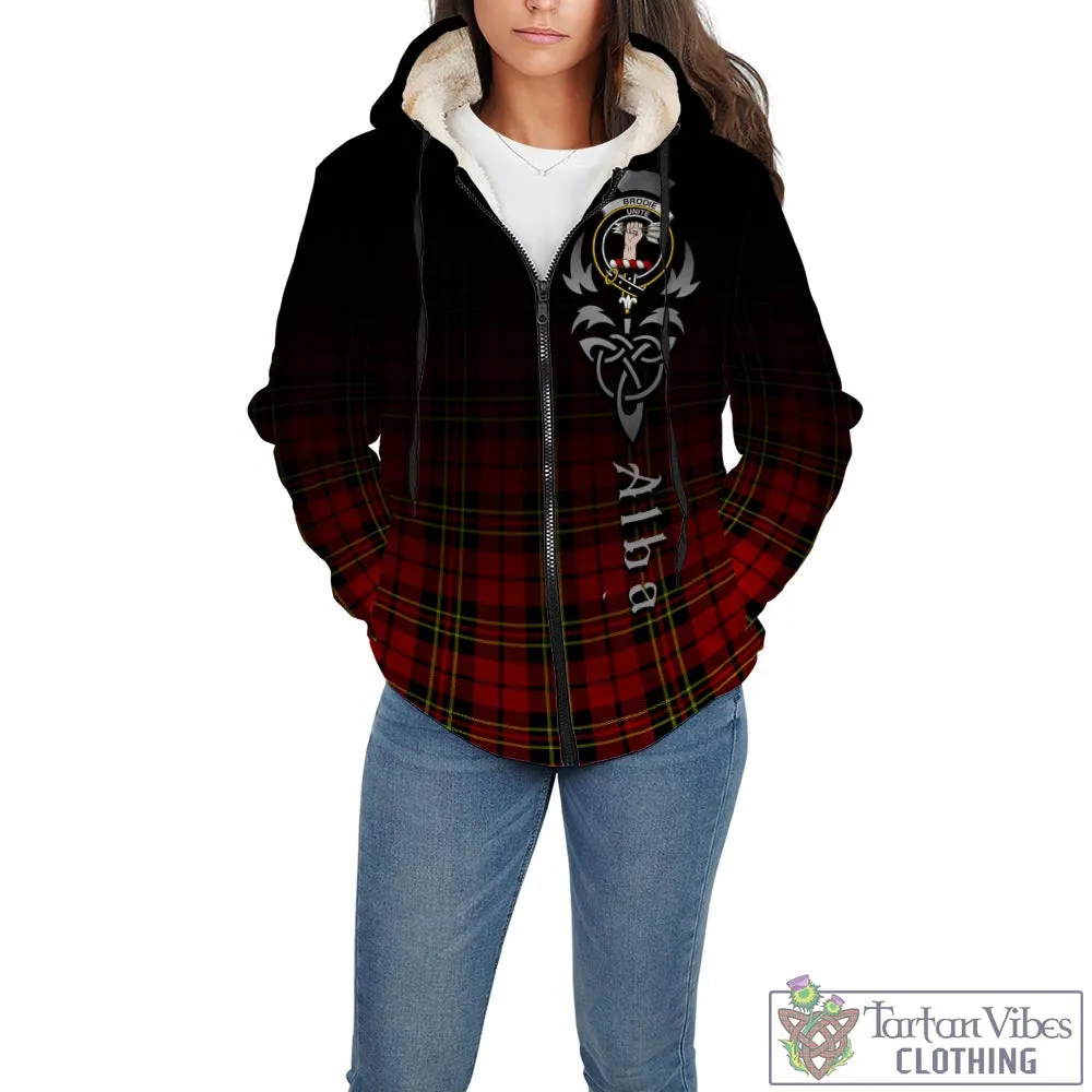 Brodie Modern Tartan Sherpa Hoodie Featuring Alba Gu Brath Family Crest Celtic Inspired