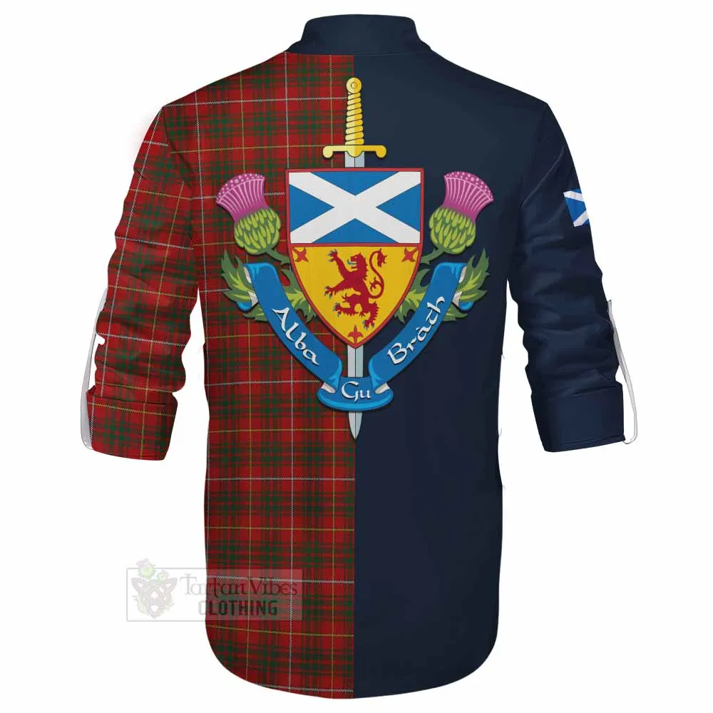 Bruce Tartan Ghillie Kilt Shirt Alba with Scottish Lion Royal Arm Half Style